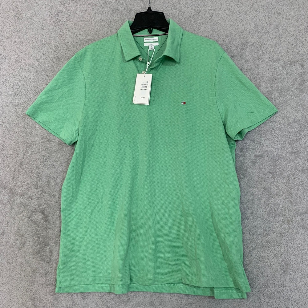 NWT Tommy Hilfiger Men's XXL Green Regular Fit Polo Shirt Cotton - Picture 3 of 12